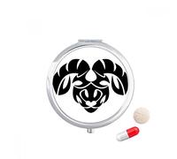 Constelación de Aries Zodiac symbol Travel bolsillo píldora caso medicina dispensador espejo regalo caja de almacenamiento