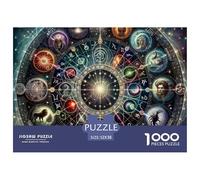 Constelación Rompecabezas para Adultos 1000 Paisaje Los Doce Signos Zodiacales 1000 Piezas Rompecabezas para Adultos, Juego Educativo Rompecabezas Adecuado para Decoración de Pared Desafía