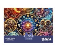 Constelación Rompecabezas para Adultos 1000 Rompecabezas Los Doce Signos Zodiacales para Adultos Juego de Rompecabezas Familiar Regalos Desafiante y Estimulante Un Único 52x38cm/1000pcs