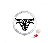 Constelación Taurus zodiac symbol Travel bolsillo píldora caso medicina dispensador espejo regalo caja de almacenamiento