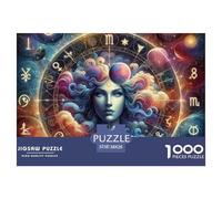 Constelación Único 1000 Piezas Rompecabezas para Adultos Los Doce Signos del Zodíaco Colorido Resolviendo Acertijos para la Mente Rompecabezas para Adultos Juego de Rompecabezas