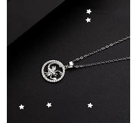 Constelaciones,S925 Collar De Plata del Zodiaco para Mujer Collar Hueco Collar De Plata Tarjeta Redonda Horóscopo Collar Colgante Amistad Joyería Regalo para Niñas Hombres, Escorpio