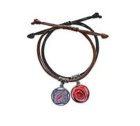 Constellation Scorpio Mexicon Culture Engraving Bracelet Rope Hand Chain Leather Rose Wristband