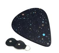 Constellation Star Clusters Galaxies - Juego de 6 púas de guitarra con soporte de cuero para púas de guitarra, bolsa para llaves, púa de arte abstracto para guitarra eléctrica acústica, ukelele de