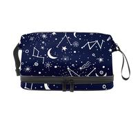 Constellation Zodiac Galaxy Moon Stars - Neceser de doble capa para mujeres y niñas, neceser de viaje para maquillaje, organizador práctico con compartimento para brochas, multicolor, 27x15x14
