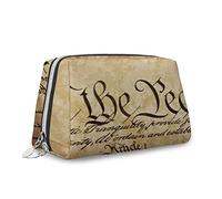 Constitution, bolsa de maquillaje, bolsa de cosméticos, Constitución de los Estados Unidos, organizador de cuero, bolsa de maquillaje reutilizable, amarillo, M, Amarillo_4, Talla única, Estuche de