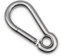 Constrabo | 2x mosquetones con ojo de 100x10mm, similar norma DIN5299C| Gancho de resorte de acero galvanizado con una capacidad de carga de 350kg, mosquetón con guardacabo, mosquetón ojo cerrado