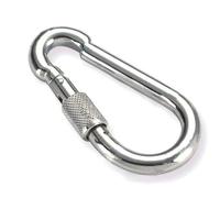 Constrabo | 5X mosquetones con tapón de Rosca de 80x8mm, Similar Norma DIN5299 C| Gancho de Resorte de Acero galvanizado con una Capacidad de Carga de 230kg| Mosquetón de Bomberos