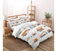 Construcción Impresión 3D Respirable Ropa De Cama 3 Piezas Microfibra De 2 Almohadas Cierre con Cremallera Super King（260x220cm） para Adultos, Mujeres Y Niños