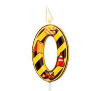 Construction Birthday Candle, Happy Birthday Number Candles Construction Cake Topper for Construction Theme Birthday Party Supplies Decorations (Number 0)