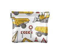 Construction Cars Yellow Trucks - Cartera de cuero para mujer, práctica bolsa de maquillaje para niñas y mujeres, Coches de construcción, 4.33"(L) x 3.74"(W) x 0.39"(H), Classic