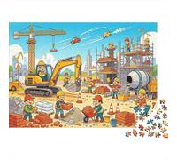 Construction Site Puzzle 1000 Piece Papel Reciclado Cartoon Workers Puzzle para Niños y Niñas Desde 6 años Juego Educativo Challenge Fun Family Game 70x50cm/1000pcs
