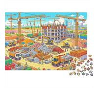 Construction Site Puzzle 1000 Piezas Reciclado Material Building Houses Puzzle for Boy & Girl Fun Present & Activity for Home Ideal for Child‘s Birthday Gift 38x26cm/1000pcs