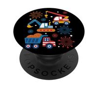 Construction Trucks Día de la Independencia Patriótica 4 de Julio PopSockets PopGrip Adhesivo