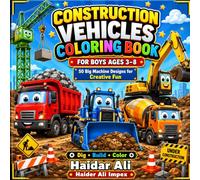 Construction Vehicles Coloring Book for Boys Ages 3-8: Bold and Easy Large Print Truck and Big Machine Coloring Book with Excavators, Bulldozers, Dump Trucks and Cranes