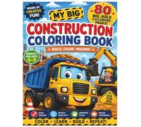 Construction Vehicles Coloring Book for Kids Ages 4-8: 80 Big, Bold Easy-to-Color Pages Featuring Bulldozers, Excavators, Dump Trucks, Cranes, Cement Mixers, Forklifts & More