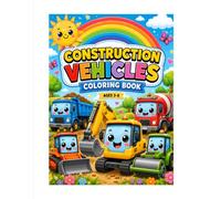 Construction Vehicles Coloring Book: Fun & Easy Construction Trucks and Machines for Kids Ages 3-8