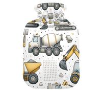 Construction Vehicles03 - Bolsa de agua caliente para cuello, hombros y calambres menstruales, 1 litro