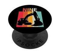 Constructor 9 años cumpleaños construcción camión Amante 9 niño PopSockets PopGrip Adhesivo