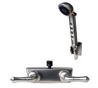 Constructores Shoppe 3220bn/4120BN RV/Motorhome repuesto hebilla dos mango grifo de la ducha válvula de desviador con conjunto de ducha de mano, acabado de níquel cepillado