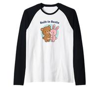 Construido en Mejor Amigo Lindo Oso Conejito Hermano Camiseta Manga Raglan