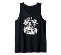 Construido sobre una roca inquebrantable Mateo 7:24-25 Camiseta sin Mangas