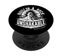 Construido sobre una roca inquebrantable Mateo 7:24-25 PopSockets PopGrip Adhesivo
