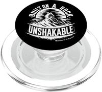 Construido sobre una roca inquebrantable Mateo 7:24-25 PopSockets PopGrip para MagSafe