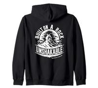 Construido sobre una roca inquebrantable Mateo 7:24-25 Sudadera con Capucha