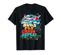 Construir Fly Crash Repeat RC Avión Hobby Pilot Camiseta
