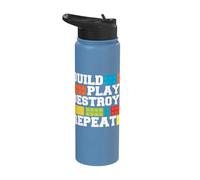 Construir Jugar Destruir Repetir Bloque Constructor De Ladrillos De Stainless Steel Insulated Water Bottle