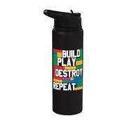 Construir Jugar Destruir Repetir Bloque Constructor De Ladrillos De Stainless Steel Insulated Water Bottle