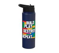 Construir Jugar Destruir Repetir Bloque Constructor De Ladrillos De Stainless Steel Insulated Water Bottle