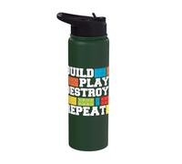 Construir Jugar Destruir Repetir Bloque Constructor De Ladrillos De Stainless Steel Insulated Water Bottle