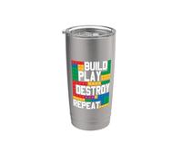 Construir Jugar Destruir Repetir Bloque Constructor De Ladrillos De Vaso térmico de acero inoxidable de doble pared