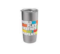 Construir Jugar Destruir Repetir Bloque Constructor De Ladrillos De Vaso térmico de acero inoxidable de doble pared