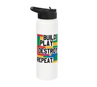 Construir Jugar Destruir Repetir Bloque Construyendo Ladrillos Constructor Niño Stainless Steel Insulated Water Bottle