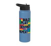 Construir Jugar Destruir Repetir Bloque Construyendo Ladrillos Constructor Niño Stainless Steel Insulated Water Bottle