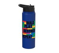 Construir Jugar Destruir Repetir Bloque Construyendo Ladrillos Constructor Niño Stainless Steel Insulated Water Bottle