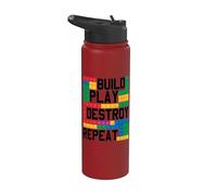 Construir Jugar Destruir Repetir Bloque Construyendo Ladrillos Constructor Niño Stainless Steel Insulated Water Bottle