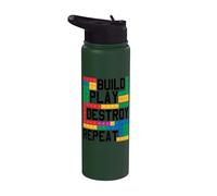 Construir Jugar Destruir Repetir Bloque Construyendo Ladrillos Constructor Niño Stainless Steel Insulated Water Bottle