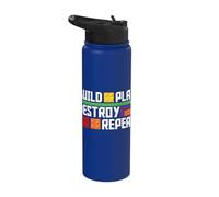 Construir Jugar Destruir Repetir Bloque Construyendo Ladrillos Constructor Niños Stainless Steel Insulated Water Bottle