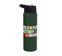 Construir Jugar Destruir Repetir Bloque Construyendo Ladrillos Constructor Niños Stainless Steel Insulated Water Bottle