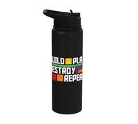 Construir Jugar Destruir Repetir Bloque Construyendo Ladrillos Constructor Niños Stainless Steel Insulated Water Bottle