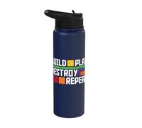 Construir Jugar Destruir Repetir Bloque Construyendo Ladrillos Constructor Niños Stainless Steel Insulated Water Bottle