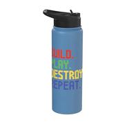 Construir Jugar Destruir Repetir Bloque Divertido Constructor De Ladrillos De Construcción Stainless Steel Insulated Water Bottle