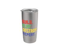 Construir Jugar Destruir Repetir Bloque Divertido Constructor De Ladrillos De Construcción Vaso térmico de acero inoxidable de doble pared
