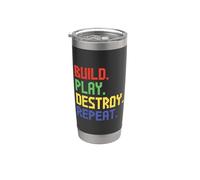 Construir Jugar Destruir Repetir Bloque Divertido Constructor De Ladrillos De Construcción Vaso térmico de acero inoxidable de doble pared