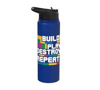 Construir Jugar Destruir Repetir Bloque Ladrillo Maestro Constructor Stainless Steel Insulated Water Bottle