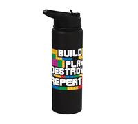 Construir Jugar Destruir Repetir Bloque Ladrillo Maestro Constructor Stainless Steel Insulated Water Bottle